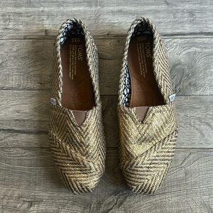TOMS gold chevron shoes